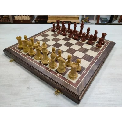 Шахматы профессиональные на доске из ореха 50 на 50 см с утяжеленными фигурами из композита