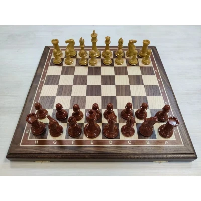 Шахматы профессиональные на доске из ореха 50 на 50 см с утяжеленными фигурами из композита