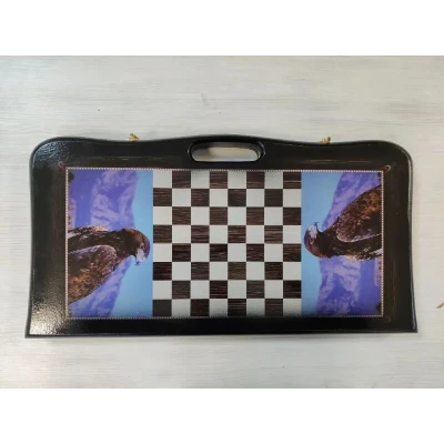 Нарды из дерева с рисунком Орла в дипломате 50 на 50 см