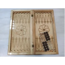 Нарды длинные из дерева Герб РФ большие подарочные с чехлом, светлые