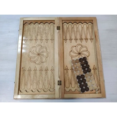 Нарды длинные из дерева Герб РФ большие подарочные с чехлом, светлые