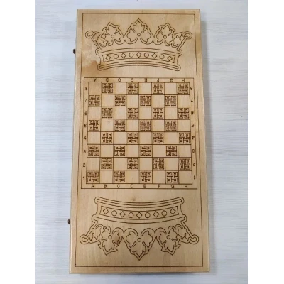 Нарды длинные из дерева Герб РФ большие подарочные с чехлом, светлые