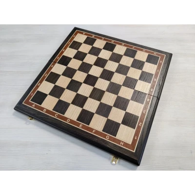 Шахматная доска без фигур складная из шпона мореного дуба эксклюзивная 45 см