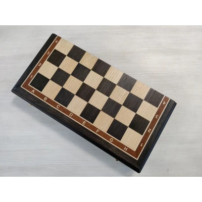 Шахматная доска без фигур складная из шпона мореного дуба эксклюзивная 45 см