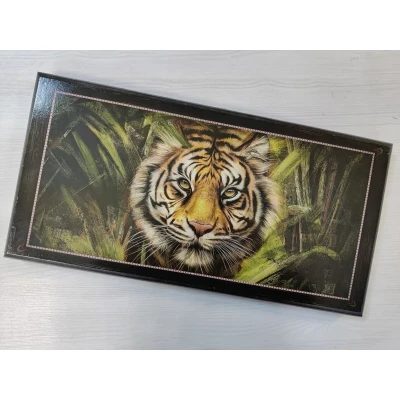 Нарды шашки деревянные Тигр в траве 50 на 50 см