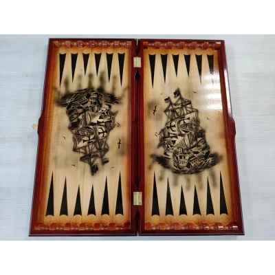 Нарды деревянные резные ручной работы Парусник большие