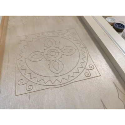 Нарды подарочные длинные из дерева с вставками из экокожи 50 см