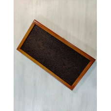 Нарды подарочные длинные из дерева с вставками из экокожи 50 см