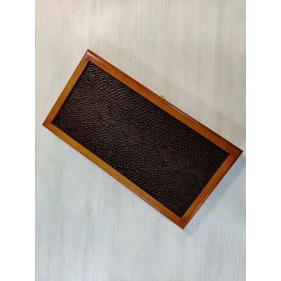 Нарды подарочные длинные из дерева с вставками из экокожи 50 см