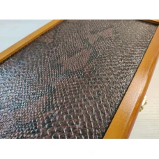 Нарды подарочные длинные из дерева с вставками из экокожи 50 см