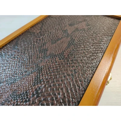 Нарды подарочные длинные из дерева с вставками из экокожи 50 см