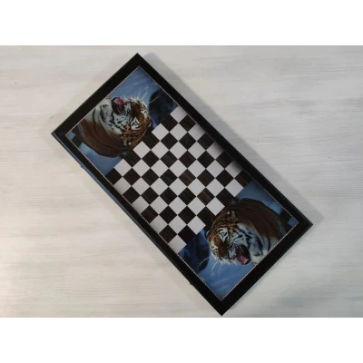 Нарды подарочные длинные деревянные Амурский тигр большие 60 на 60 см