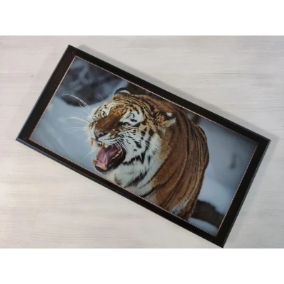 Нарды подарочные длинные деревянные Амурский тигр большие 60 на 60 см