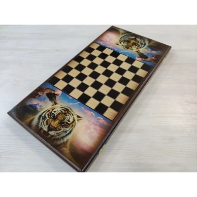 Нарды подарочные длинные деревянные Тигр и Орел большие 60 на 60 см