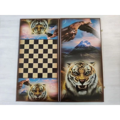 Нарды подарочные длинные деревянные Тигр и Орел большие 60 на 60 см