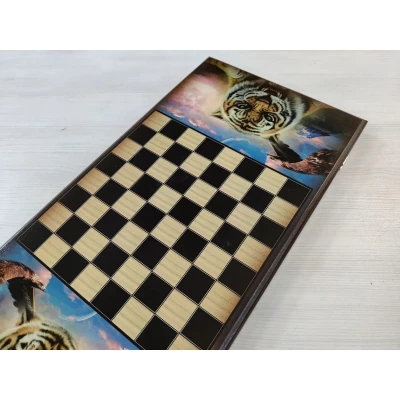 Нарды подарочные длинные деревянные Тигр и Орел большие 60 на 60 см