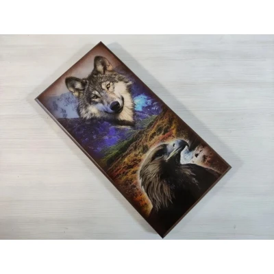  Нарды деревянные подарочные Волк и Орел средние 50 см