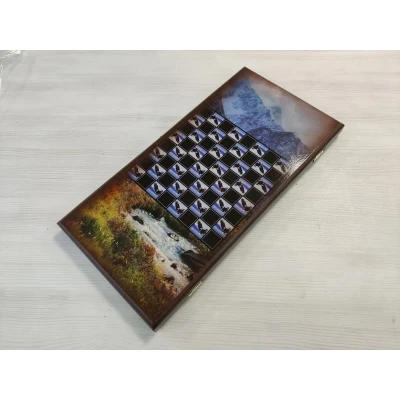  Нарды деревянные подарочные Волк и Орел средние 50 см