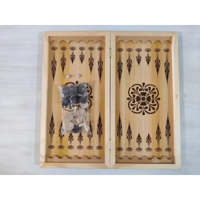 Нарды деревянные подарочные Волчий оскал средние 50 см