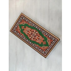 Нарды деревянные подарочные с цветным рисунком и полем для шашек Зеленый узор средние 50 см