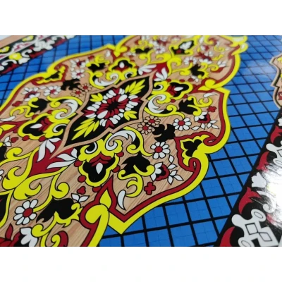 Нарды деревянные подарочные с цветным рисунком Синий узор средние 50 см