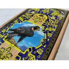 Нарды деревянные подарочные с цветным рисунком и полем для шашек Сокол средние 50 см