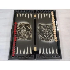 Нарды резные ручной работы Тигр черные большие