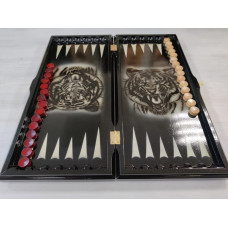 Нарды резные ручной работы Тигр черные большие