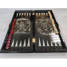 Нарды резные ручной работы Тигр черные большие