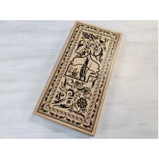 Нарды деревянные светлые узор большие 60 на 60 см с полем для шашек