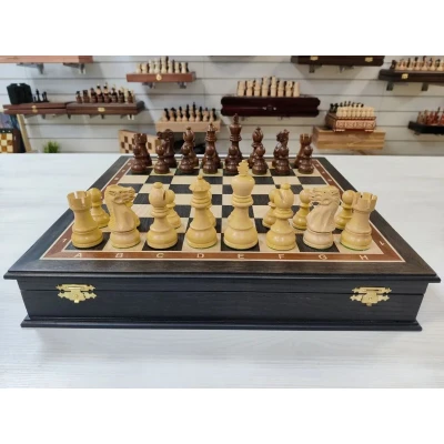 Шахматы Эндшпиль подарочные в ларце из мореного дуба большие