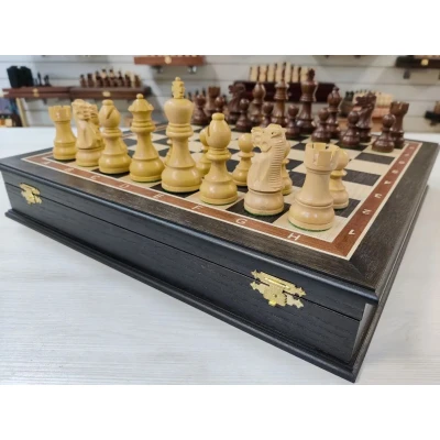 Шахматы Эндшпиль подарочные в ларце из мореного дуба большие