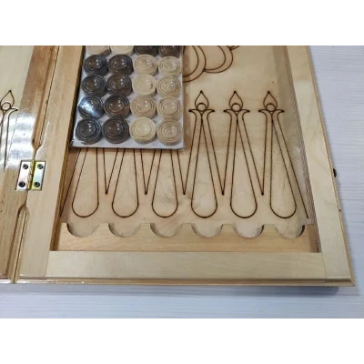 Нарды из дерева подарочные Тигр светлые большие с чехлом 60 см