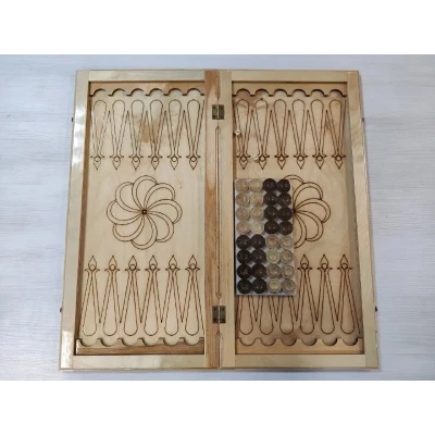 Нарды из дерева подарочные Тигр светлые большие с чехлом 60 см