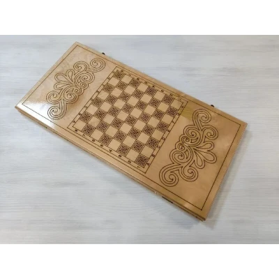 Нарды из дерева подарочные Тигр светлые большие с чехлом 60 см