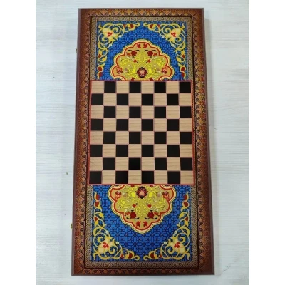 Нарды подарочные Восточный узор синие большие