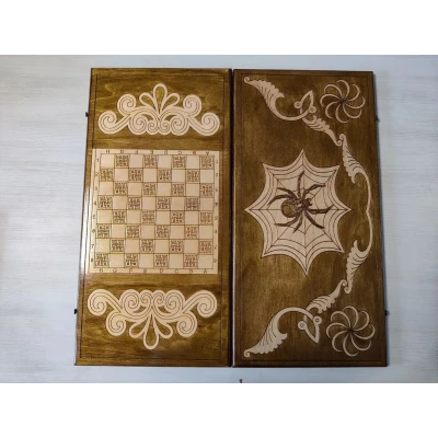 Нарды подарочные Паук из дерева 60 на 60 см с чехлом