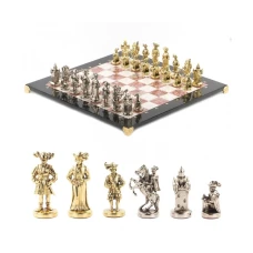 Шахматы подарочные Средневековье лемезит, мрамор, змеевик 44 на 44 см