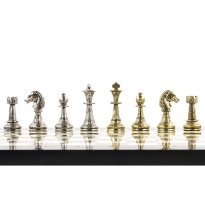 Шахматы подарочные каменные Стаунтон 28 см мрамор змеевик