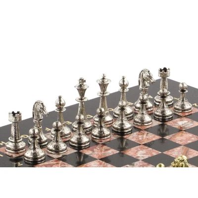 Шахматы подарочные каменные Стаунтон 28 см креноид змеевик