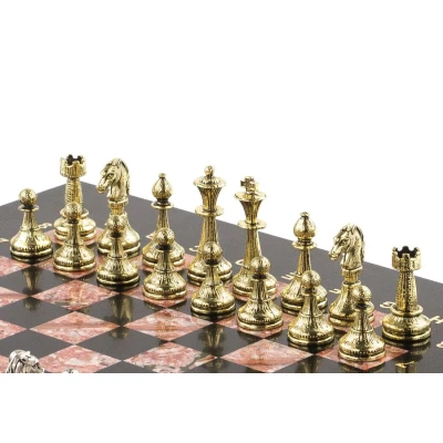 Шахматы подарочные каменные Стаунтон 28 см креноид змеевик