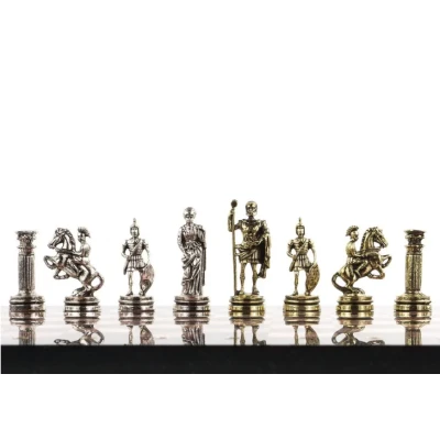 Шахматы подарочные Римские воины змеевик, креноид 28 на 28 см