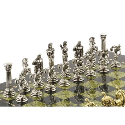 Шахматы подарочные Олимпийские игры змеевик 32 на 32 см