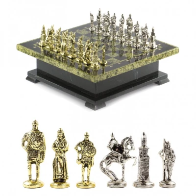 Шахматный ларец "Русь" из змеевика