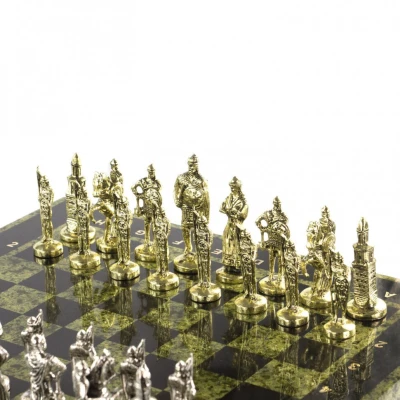 Шахматный ларец "Русь" из змеевика