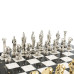 Шахматы каменные с металлическими фигурами Атлант большие мрамор змеевик