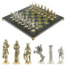 Шахматы подарочные каменные с металлическими фигурами Римляне змеевик 40 см