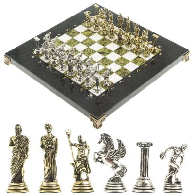 Шахматы подарочные Олимпийские игры 28 см мрамор змеевик