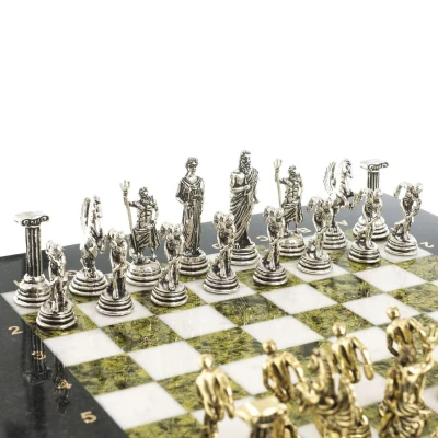 Шахматы подарочные Олимпийские игры 28 см мрамор змеевик