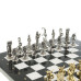 Шахматы металлические с каменными поле Минотавр змеевик мрамор 36 см